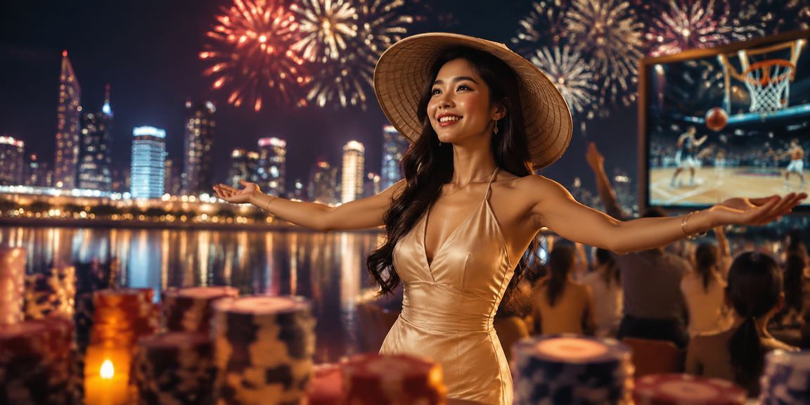 Người chơi cá cược bóng rổ tại Nha Trang với nón lá truyền thống
